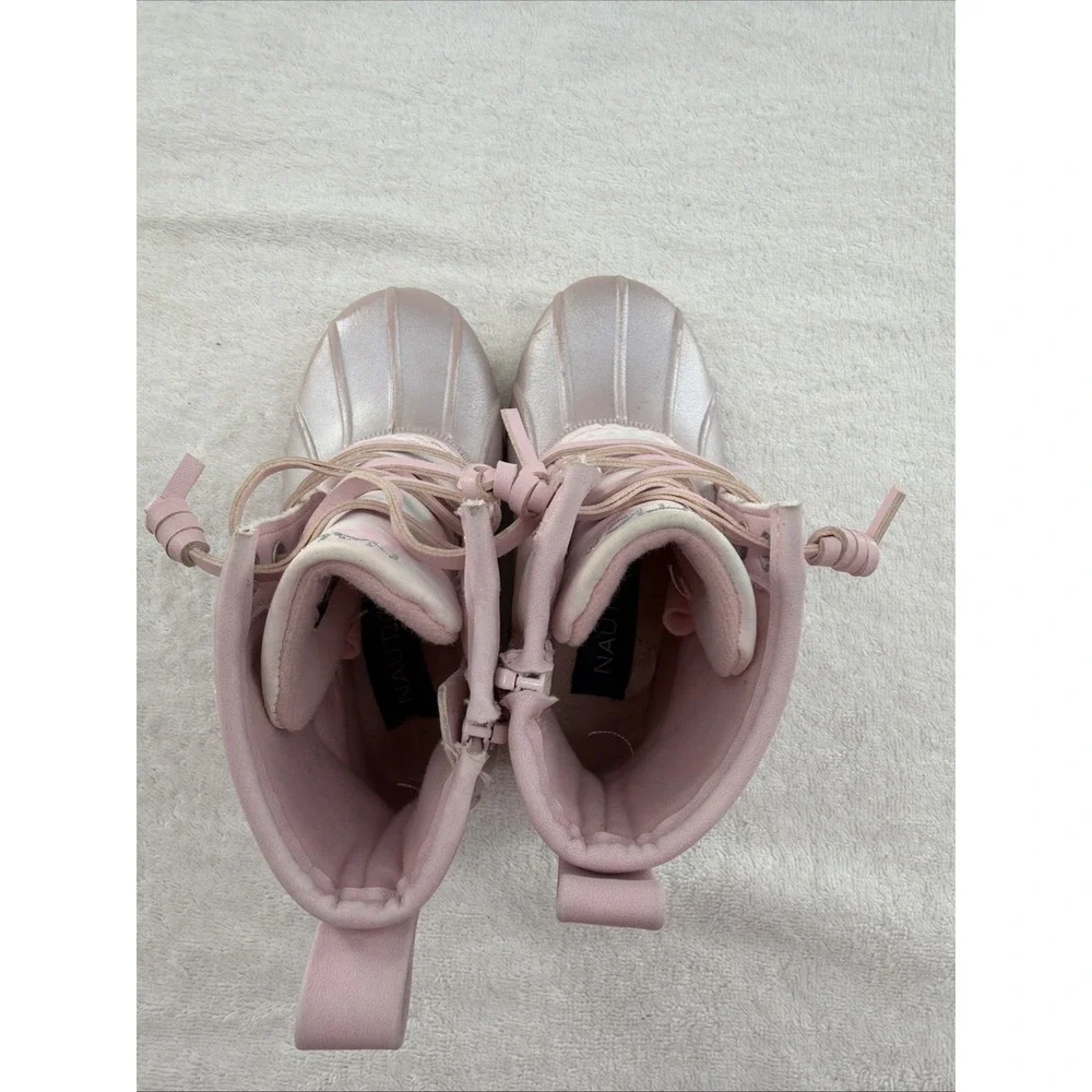 Nautica Toddler Girls Waterproof Pink Floral Zip Duck Boot Winter Boots Size 7